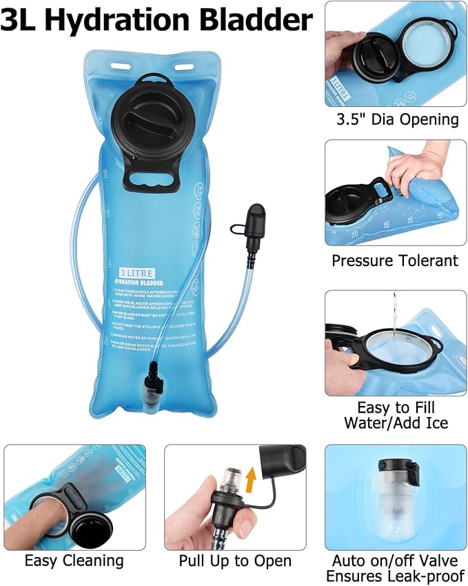 NOOLA Hydration Backpack with 3L Water Bladder, 22L / 25L Water Backpack - Image 3