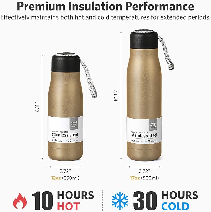 Water Bottle with Portable Lid Metal Vacuum Insulated Stainless Steel | - Image 3