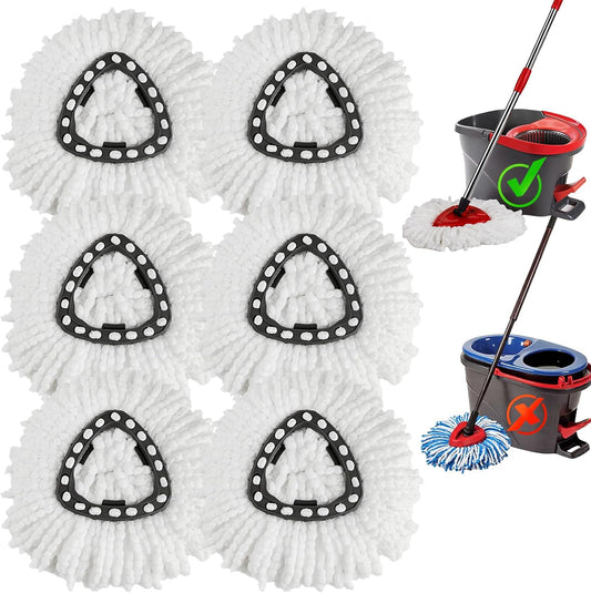 6 Pack Spin Mop Replacement Heads, Microfiber Spin Mop Refills for O Ceda EasyWrin 1-Tank System, 360° Replacement Mop Head, Machine Washable Spinning Mop Replace Head for Easy Floor Cleaning
