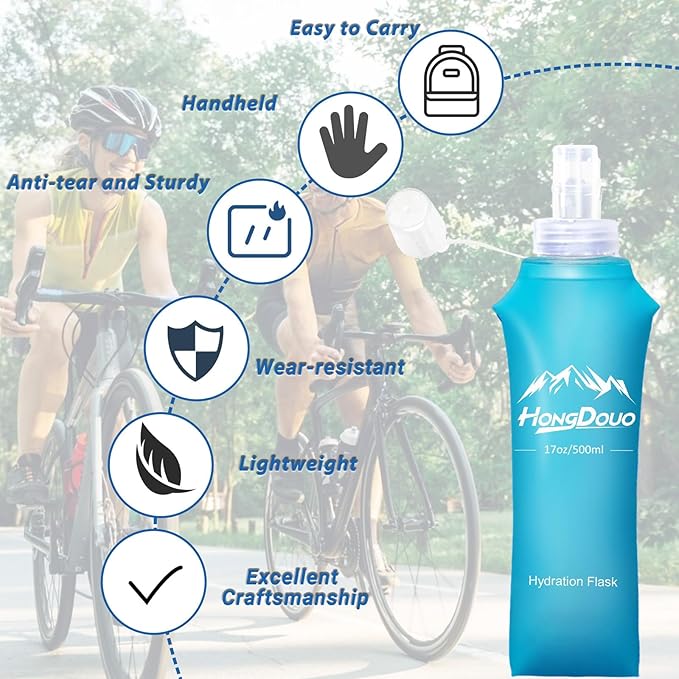 2 Packs Soft Flask, 17oz/500ml TPU Collapsible Soft Water Bottle - Image 5