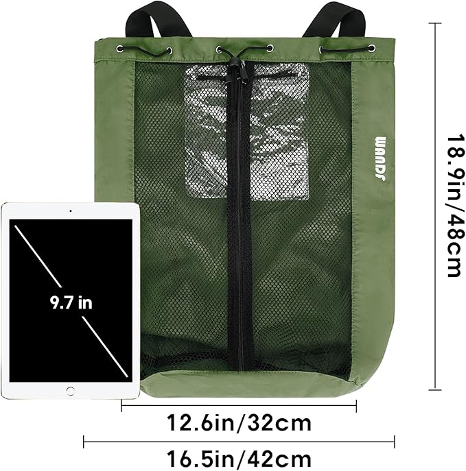 WANDF Swim Bag Mesh Drawstring Backpack Beach Backpack - Image 8