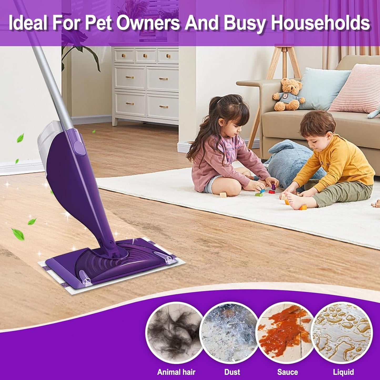 50 Count Disposable Wet Jet Pads for Wet Jet Spray Mop, Wet Jet Pads Refills for Multi Surface, Disposable Wet Jet Hardwood Floor for Wet Pads, Thickness & Absorbent