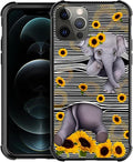 for iPhone 11 Pro Max Case, Cute Little Elephant Sunflower White Line Art by FKBRCL4U