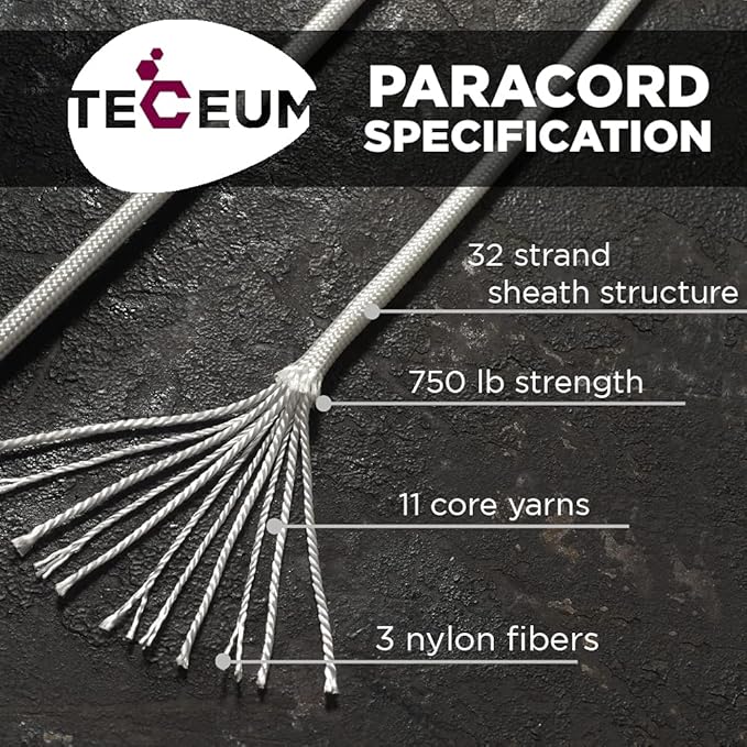 TECEUM Reflective Paracord Rope 1000 – 1000ft/200ft/100ft/50ft – 40+ Colors – - Image 2
