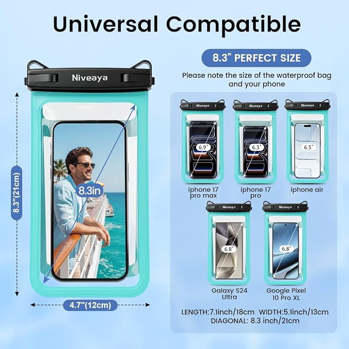 Niveaya Double Space Waterproof Phone Pouch, IPX8 Phone Case - Image 3