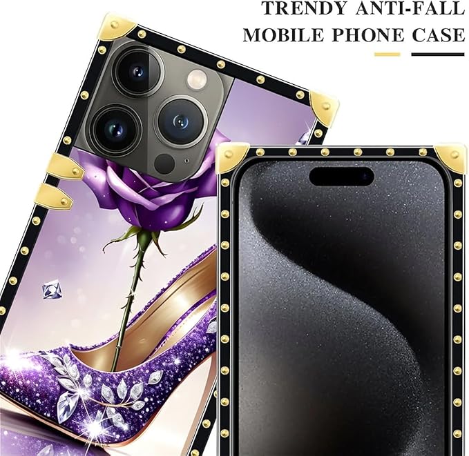 Compatible with iPhone 16 Pro Max Case, High Heeled Purple Diamond Rose Luxury - Image 4