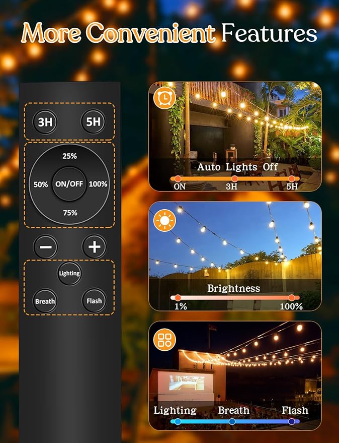 GHUSTAR 150ft Solar Outdoor String Lights - Image 4