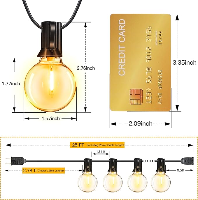 Ollny 25FT Outdoor String Lights, Waterproof Connectable Shatterproof Outside - Image 5