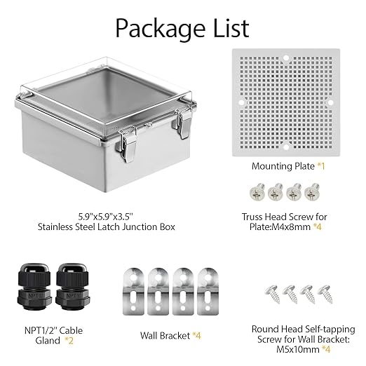 LeMotech Electrical Box, IP67 Waterproof Hinged Clear Cover Stainless Steel - Image 9