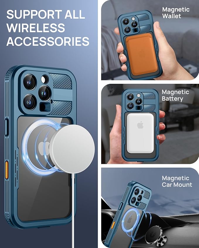 Lanhiem Magnetic for iPhone 16 Pro Case, IP68 Waterproof Dustproof Case - Image 3