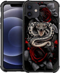 for iPhone 12/12 Pro Case, Entwined Rose Snake Pattern Graphic Design Girl Boy by FKBRCL4U