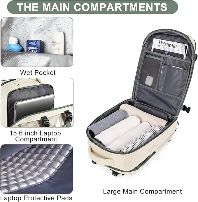 coofay Large Travel Backpack For Women Men Airline Approved Carry On Backpack - Image 5