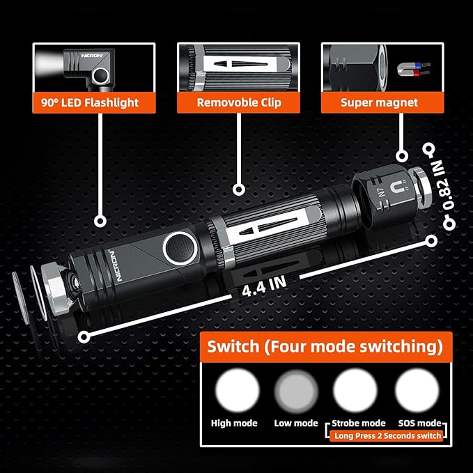 NICRON Flashlight, N7 600 Lumens Tactical Flashlight, 90 Degree Ip65 Waterproof - Image 3