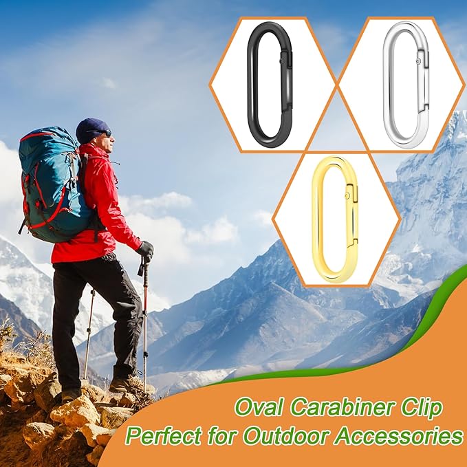 12Pack Oval Large Carabiner Clip, Metal Spring Snap Hooks Keyrings Clip - Image 5