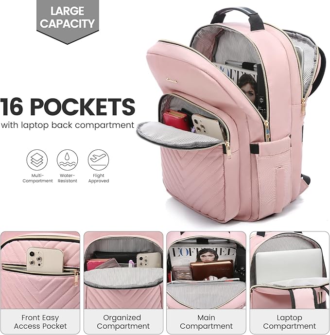 LOVEVOOK Laptop Backpack for Women 18.4 inch, Cute Womens Travel Backpack Purse - Image 2