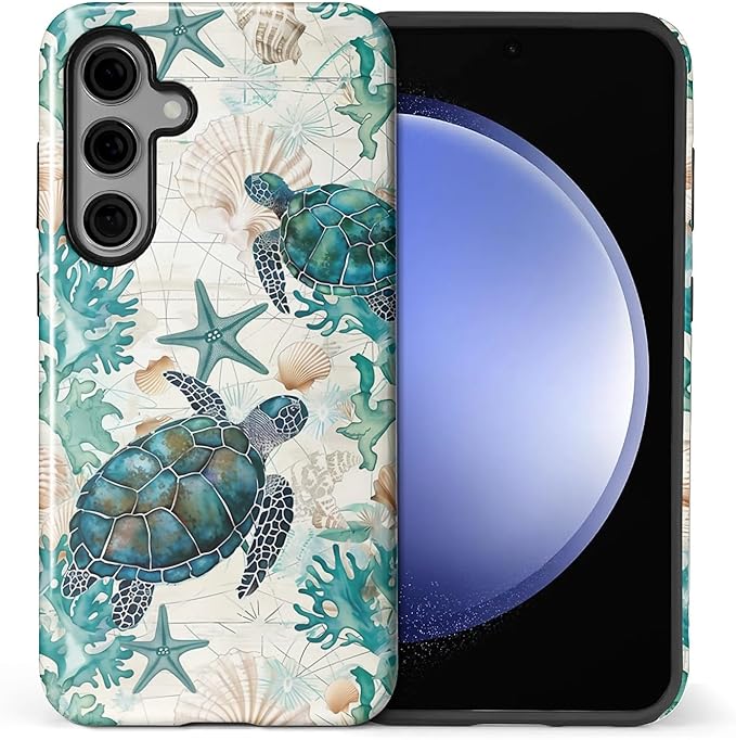 for Samsung Galaxy S24 FE Case, HL2 Ocean Sea Turtle Nautical Map Hybrid 2 by Unknown