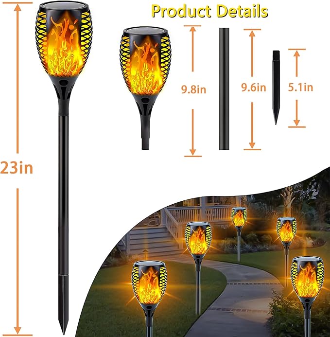 4 Pack Super Larger Size Solar Flame Torch Lights - Image 7