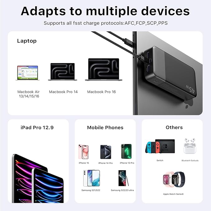 NOBIS Portable Charger, 20000mAh Power Bank, 45W Power Bank Fast Charging - Image 7