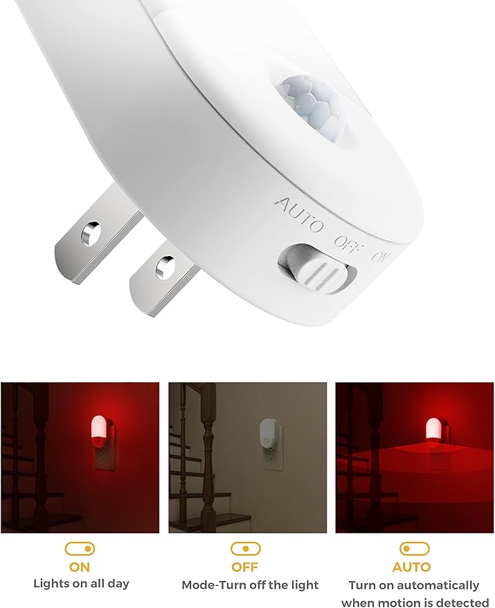 L LOHAS LED Red Night Light Plug in, Motion Sensor Night Light - Image 4