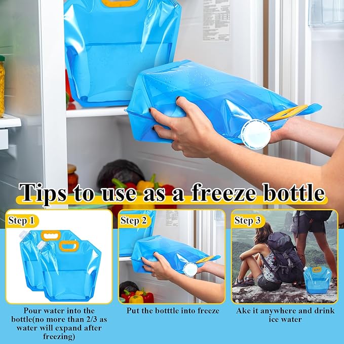 Tessco for you 12 Pack 1.3 Gallon Collapsible Water Storage Bag Water Container - Image 4