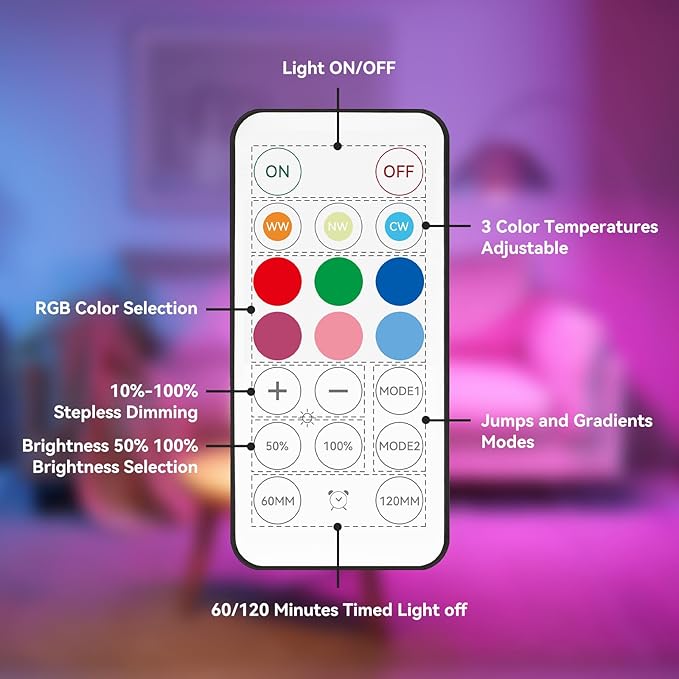 Neporal MagixPro RGB Remote Rechargeable Light Bulbs, Dual Recharge, Color - Image 7