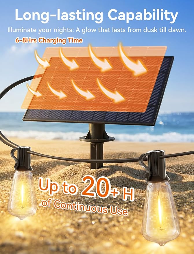 Brightever 100FT Solar String Lights Outdoor Waterproof - Image 3