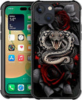 for iPhone 14 Case, Entwined Rose Snake Pattern Graphic Design Girl Boy Soft by FKBRCL4U