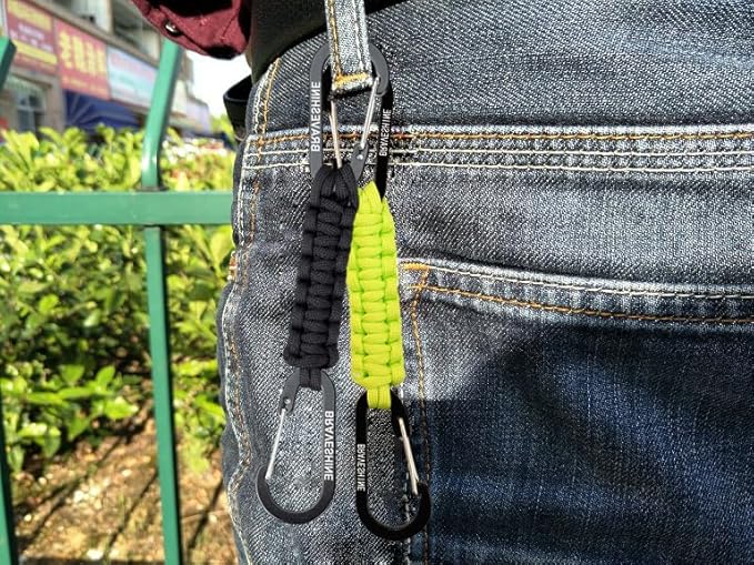 BRAVESHINE Paracord Keychain Carabiner Clip, D Ring Lanyard Hanger Stroller Hook - Image 8