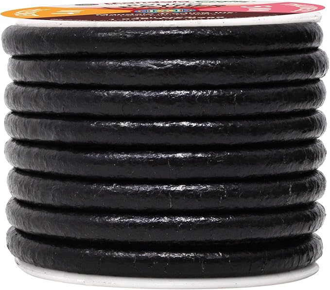 Mandala Crafts Round Genuine Black Leather Cord - Image 2