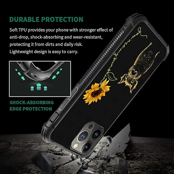 for iPhone 16 Pro Max Case, Pig Sunflower Yellow Sunshine Pattern Graphic - Image 2