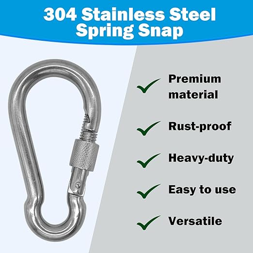 304 Stainless Steel Carabiners -3.54 inch Heavy Duty, Durable & Rust-Free Clips - Image 2