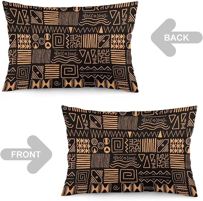 African Ethnic Pattern Throw Pillow Covers Set of 2 Queen Size Abstract Tribal - Image 3