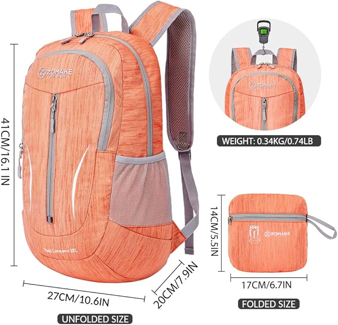 ZOMAKE 25L Ultra Lightweight Packable Backpack, Foldable Hiking Backpacks Water - Image 2