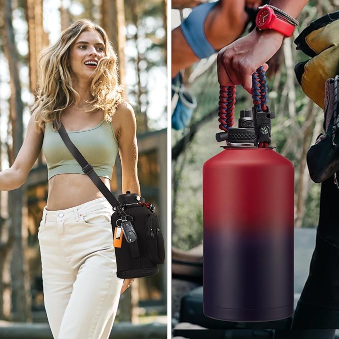 1 Gallon Water Bottle with Straw - 128oz Stainless Steel Water Jug with Sleeve - Image 6