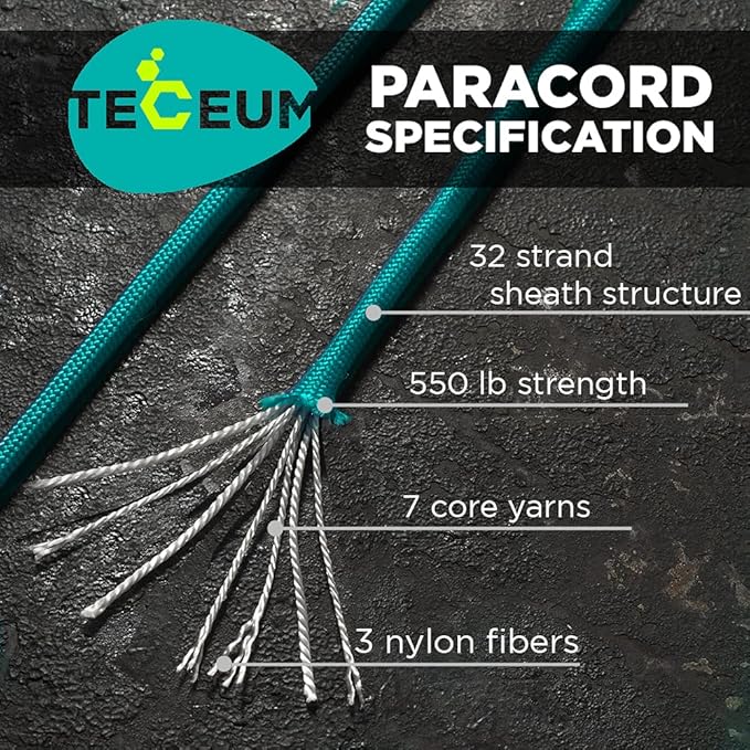 TECEUM 5/32" Paracord Rope 1000 – 1000ft / 200ft / 100ft / 50ft – Tactical - Image 2