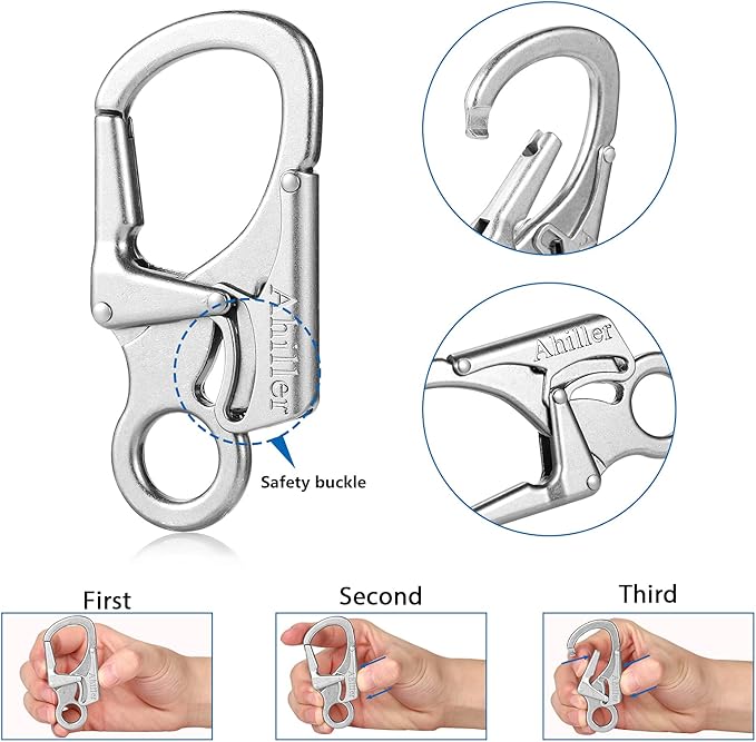 Ahiller Carabiner Clip, Double Anti-Misopening Locking Design, Key Ring Clip - Image 4