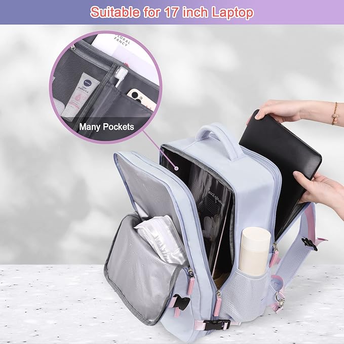 Sinaliy Carry on Backpack, Waterproof 17 Inch Laptop Backpack - Image 6