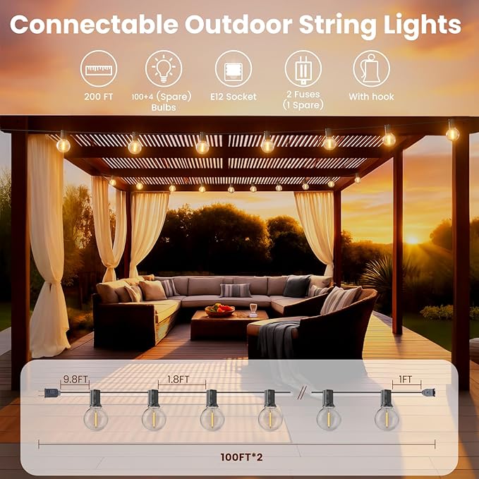 RTTY Outdoor String Lights 200 FT, Patio Light - Image 2