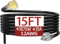 15 FT 12 Gauge Extension Cord Outdoor, Heavy Duty Weatherproof & Flame by Skrizcable