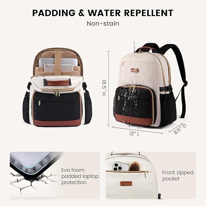 LOVEVOOK Lunch Backpack with Lunch Compartment, 17 Inch Laptop Work Travel - Image 5