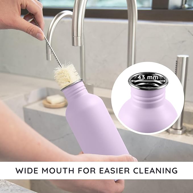 Bambaw Metal Water Bottle 16 oz, Lavender Water Bottle - Image 4
