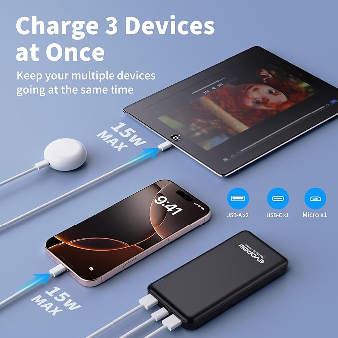2 Pack Portable Charger, Slimmer 10000mAh Power Bank, USB C in&Out Fast - Image 4