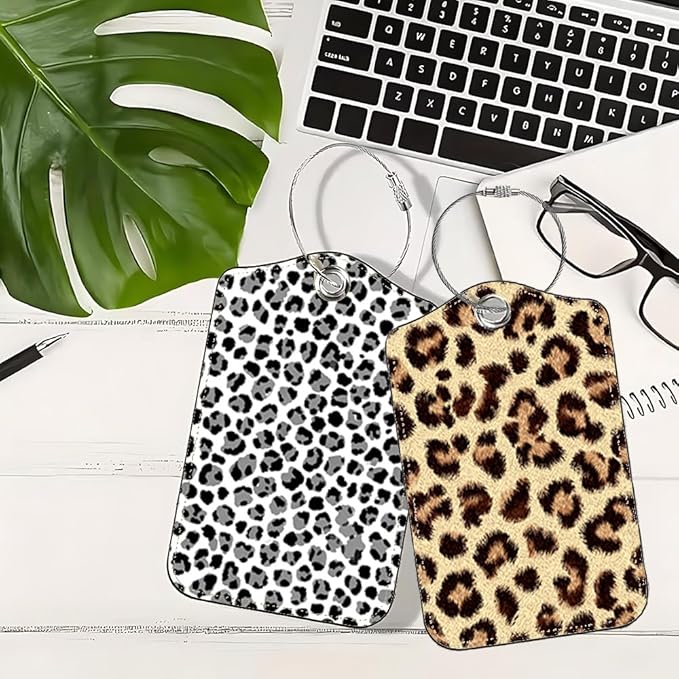 2 Pack Leopard Luggage Tags for Suitcases, Trendy Animal Print Travel ID Tags - Image 5