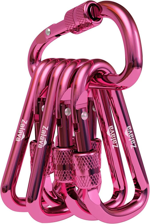 6PCS Carabiner Keychain, 2 inch Aluminum D-Clip Caribeener by Zalava