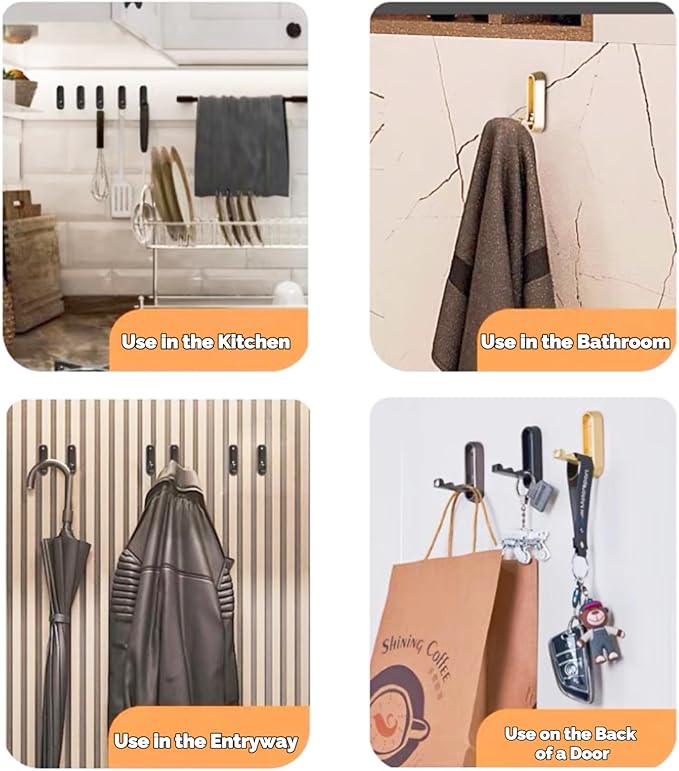 2 Pack Gold Folding Wall Hooks - Image 4