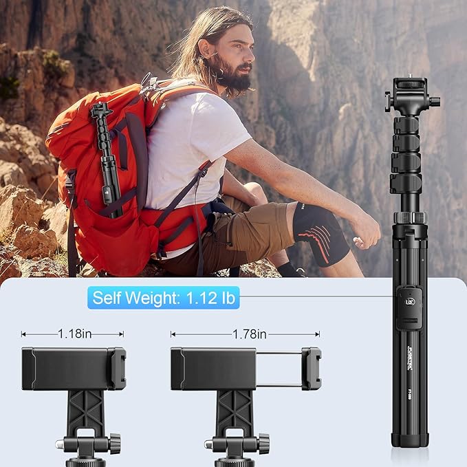 Fugetek 62" Professional Cell Phone Tripod, Ultra Stable 4 Leg Design, 100% All - Image 7
