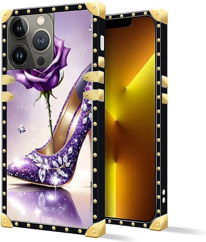Compatible with iPhone 13 Pro Max Case, High Heeled Purple Diamond Rose Luxury - Image 2
