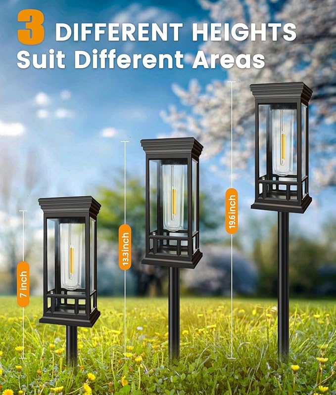 4 Pack Solar Pathway Lights Outdoor, Taller Bright Solar Path Lights Waterproof - Image 3