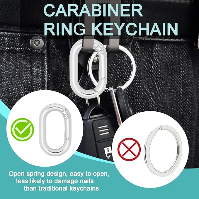 CooBigo 12Pack 1 Inch Assorted Oval Keyring, Metal Tiny Carabiner Spring Snap - Image 4