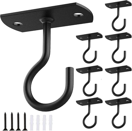 2.5in Ceiling Hooks for Hanging Plants 8Pcs Black by QualityEfficiency